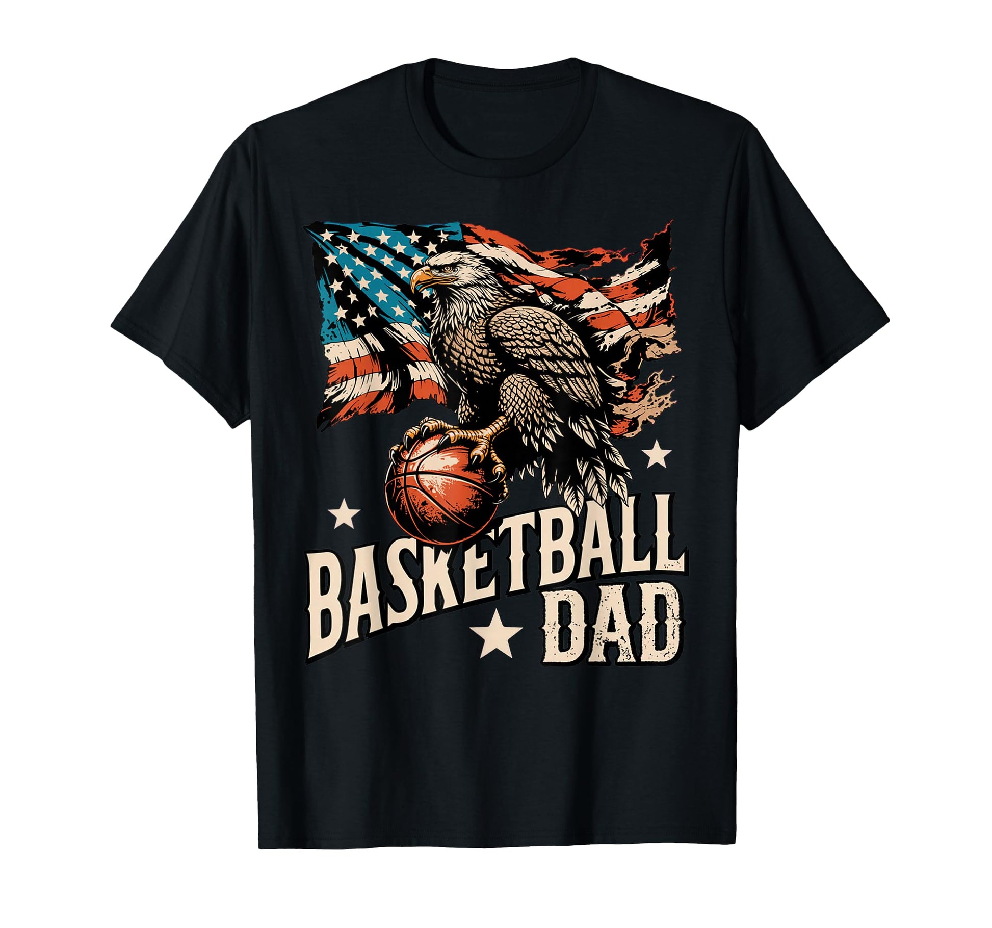 Basketball American Flag Basketball Dad T-Shirt - Graphic Print Unisex - T-Shirt, Sweatshirt, Hoodie
