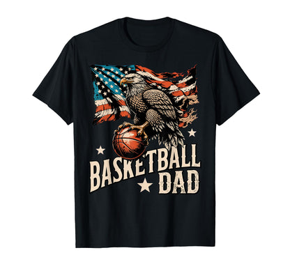 Basketball American Flag Basketball Dad T-Shirt - Graphic Print Unisex - T-Shirt, Sweatshirt, Hoodie