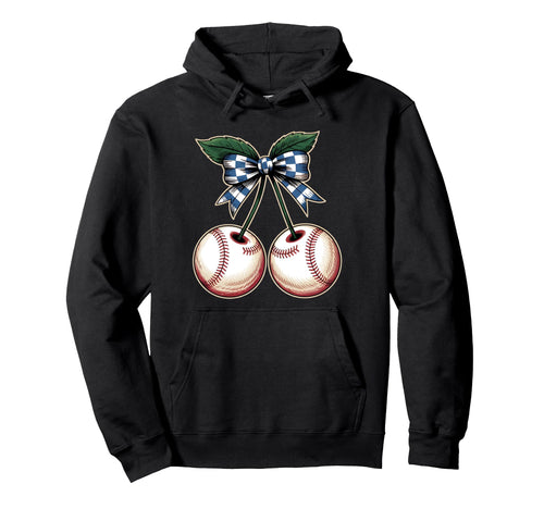 Bow Baseball Cherry Art Sport Hoodie - Streetwear Style for Adults - T-Shirt, Sweatshirt, Hoodie