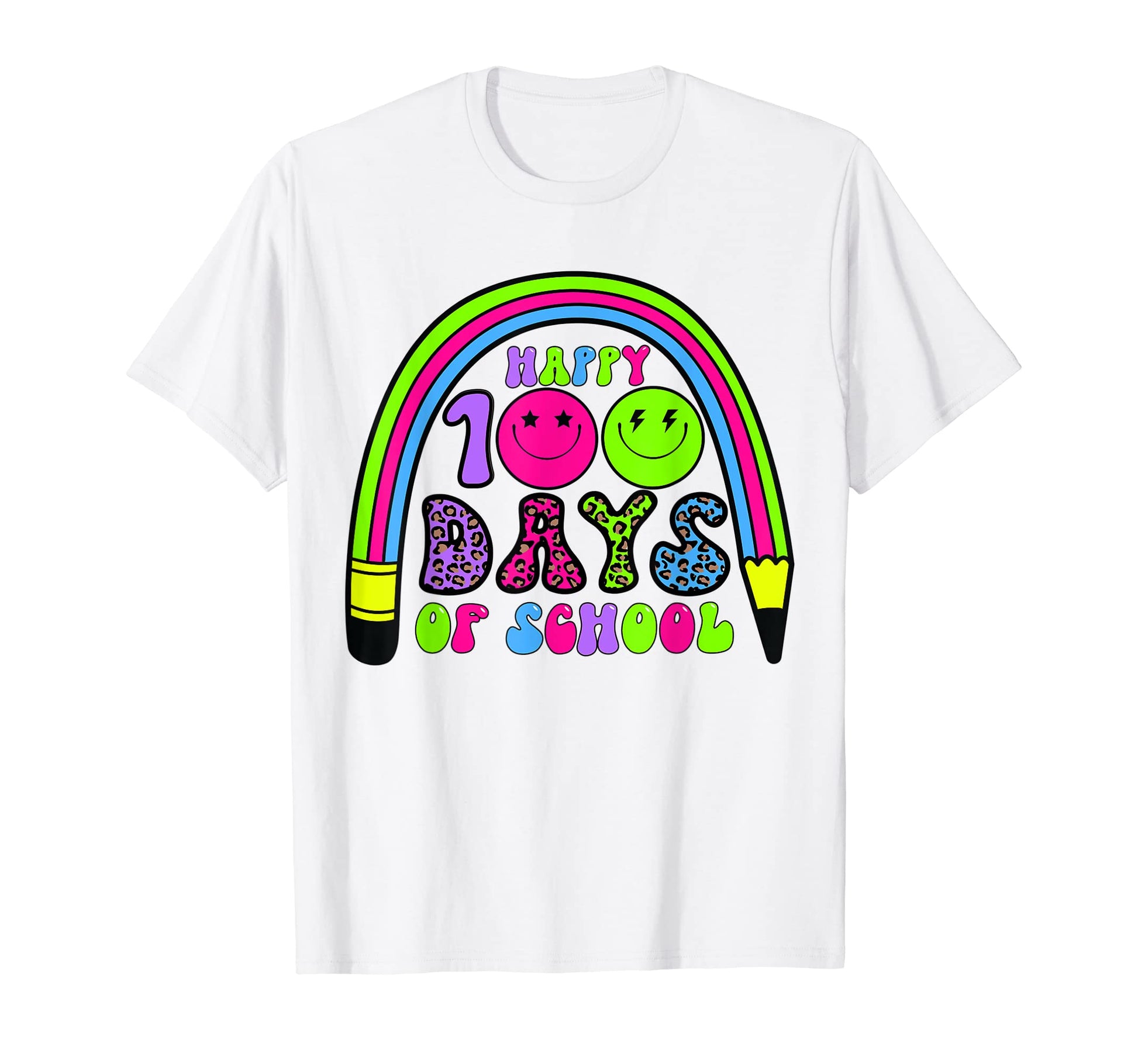 Happy 100 Days School Groovy Pencil T-Shirt - Minimalist Print Unisex - T-Shirt, Sweatshirt, Hoodie