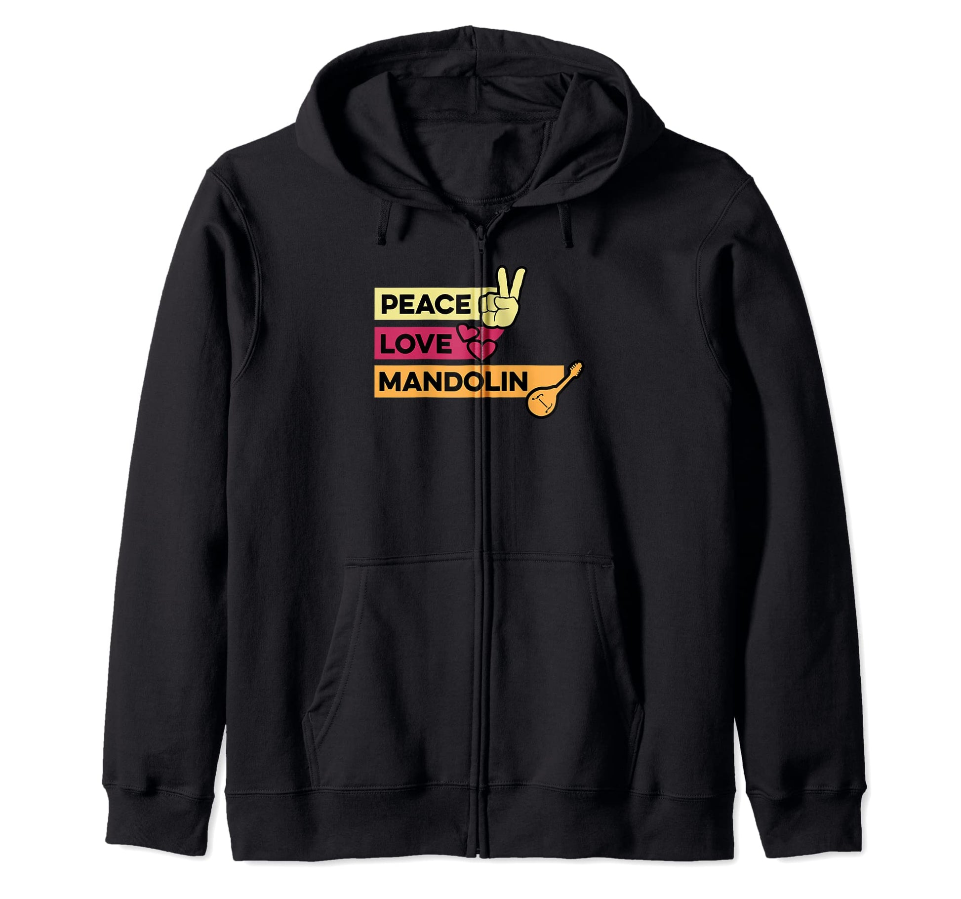 Peace Love Mandolin Hand Gestures Hoodie - Aesthetic Graphic Men Women - T-Shirt, Sweatshirt, Hoodie