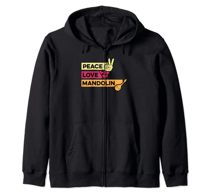 Peace Love Mandolin Hand Gestures Hoodie - Aesthetic Graphic Men Women - T-Shirt, Sweatshirt, Hoodie