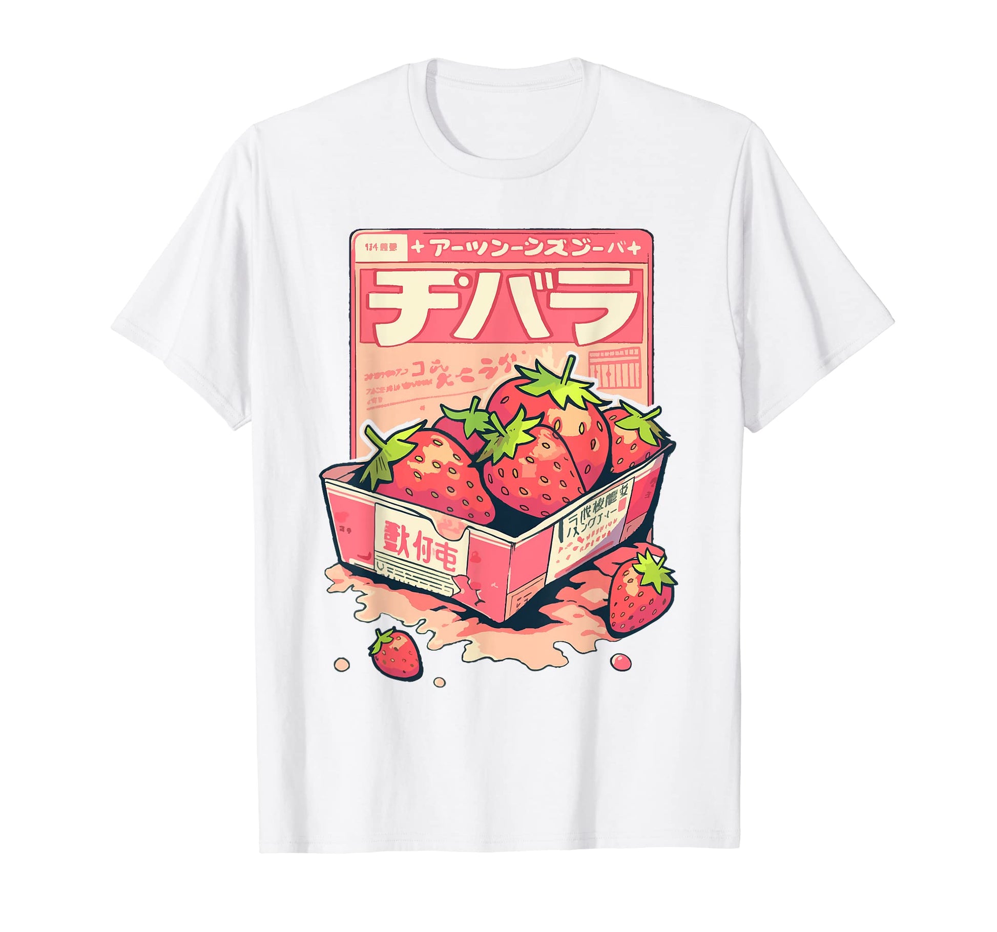 Kawaii Strawberry Japanese Vaporwave T-Shirt - Minimalist Print for Adults - T-Shirt, Sweatshirt, Hoodie