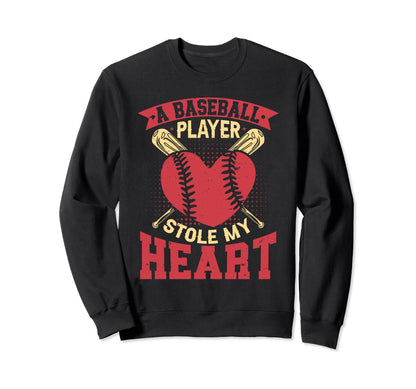 Baseball Girlfriend Boyfriend Heart Sweatshirt - Graphic Print Unisex - T-Shirt, Sweatshirt, Hoodie