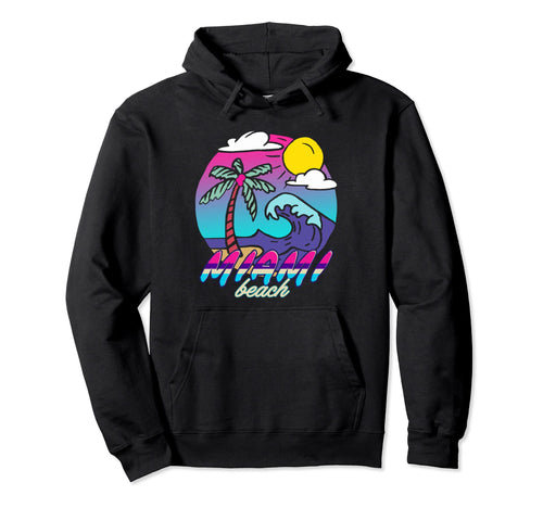 Miami Beach 80S Aesthetic Vaporwave Hoodie - Casual Everyday Wear Unisex - T-Shirt, Sweatshirt, Hoodie