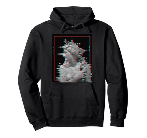Greek Statue Glitch Vaporwave Hoodie - Minimalist Print for Adults - T-Shirt, Sweatshirt, Hoodie