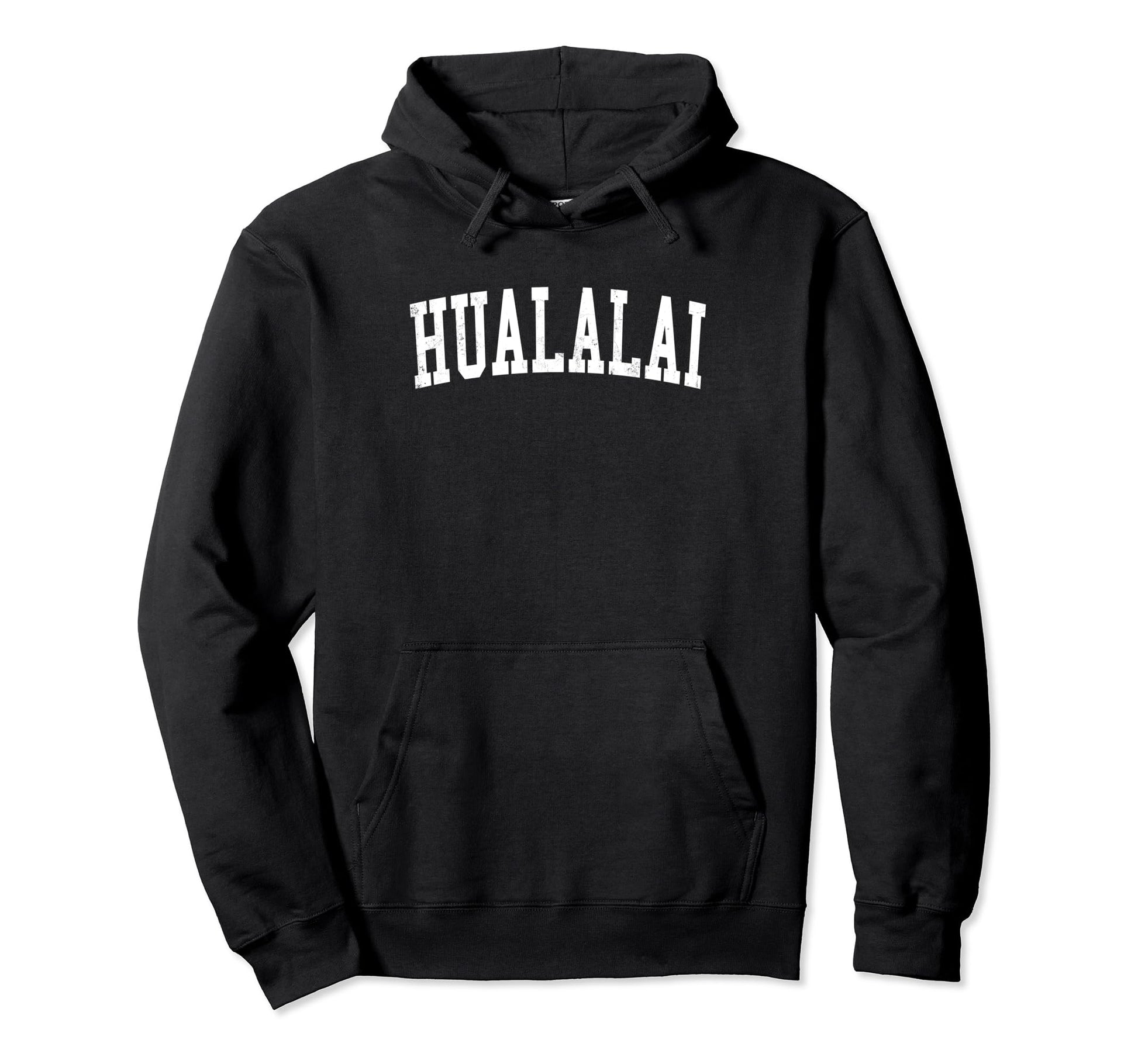 Hualalai Distressed White Varsity Hoodie - Unique Graphic for Adults - T-Shirt, Sweatshirt, Hoodie