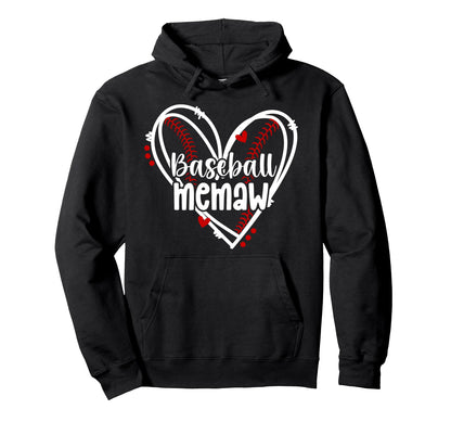Baseball Memaw Heart Memaw Baseball Hoodie - Custom Art Print Unisex - T-Shirt, Sweatshirt, Hoodie