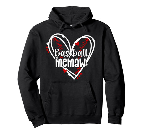 Baseball Memaw Heart Memaw Baseball Hoodie - Custom Art Print Unisex - T-Shirt, Sweatshirt, Hoodie