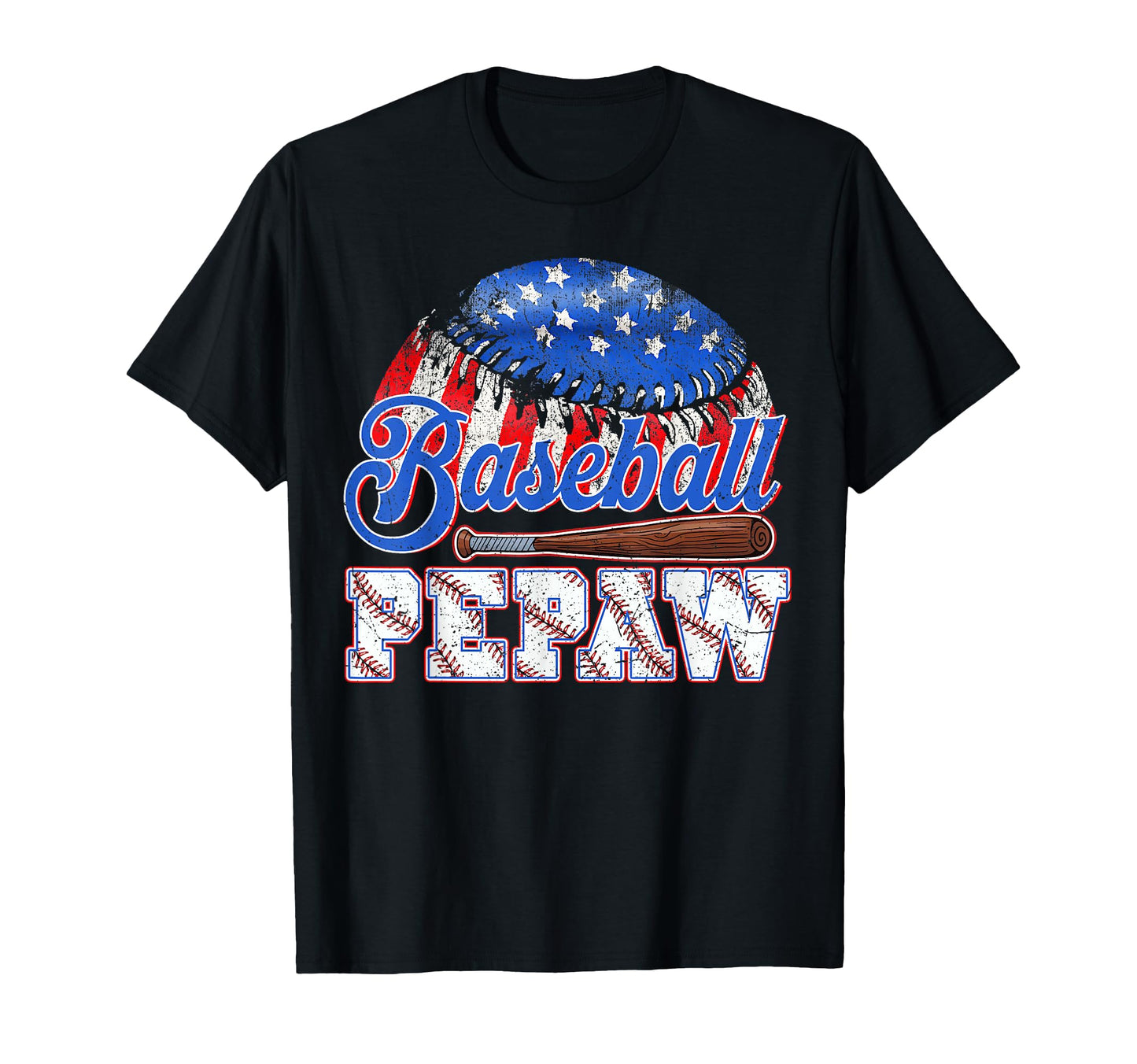 Baseball Pepaw Usa Flag Fathers Day T-Shirt - Custom Art Print for Adults - T-Shirt, Sweatshirt, Hoodie