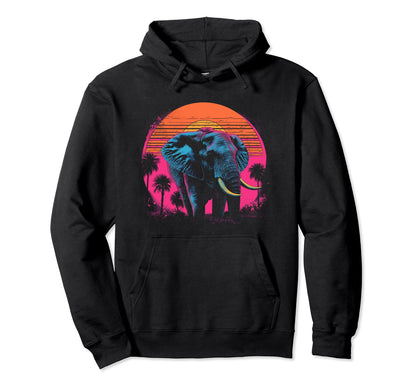 Elephant Vaporwave Aesthetic Synthwave Hoodie - Unique Graphic for Adults - T-Shirt, Sweatshirt, Hoodie
