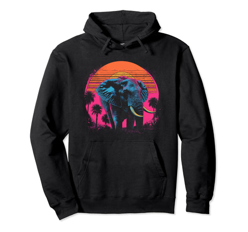 Elephant Vaporwave Aesthetic Synthwave Hoodie - Unique Graphic for Adults - T-Shirt, Sweatshirt, Hoodie
