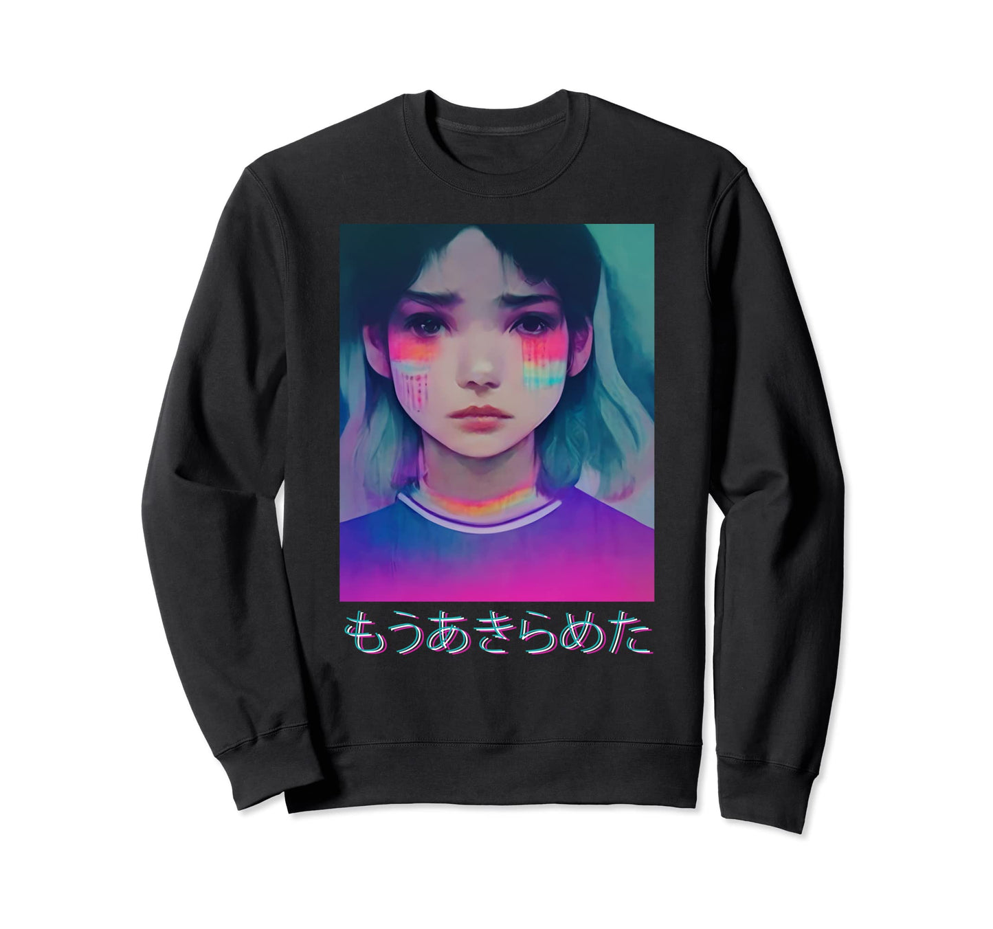 Japanese Vaporwave 80S Sad Anime Sweatshirt - Custom Art Print Men Women - T-Shirt, Sweatshirt, Hoodie