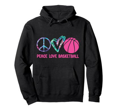 Basketball Bball Peace Love Basketball Hoodie - Minimalist Print for Adults - T-Shirt, Sweatshirt, Hoodie