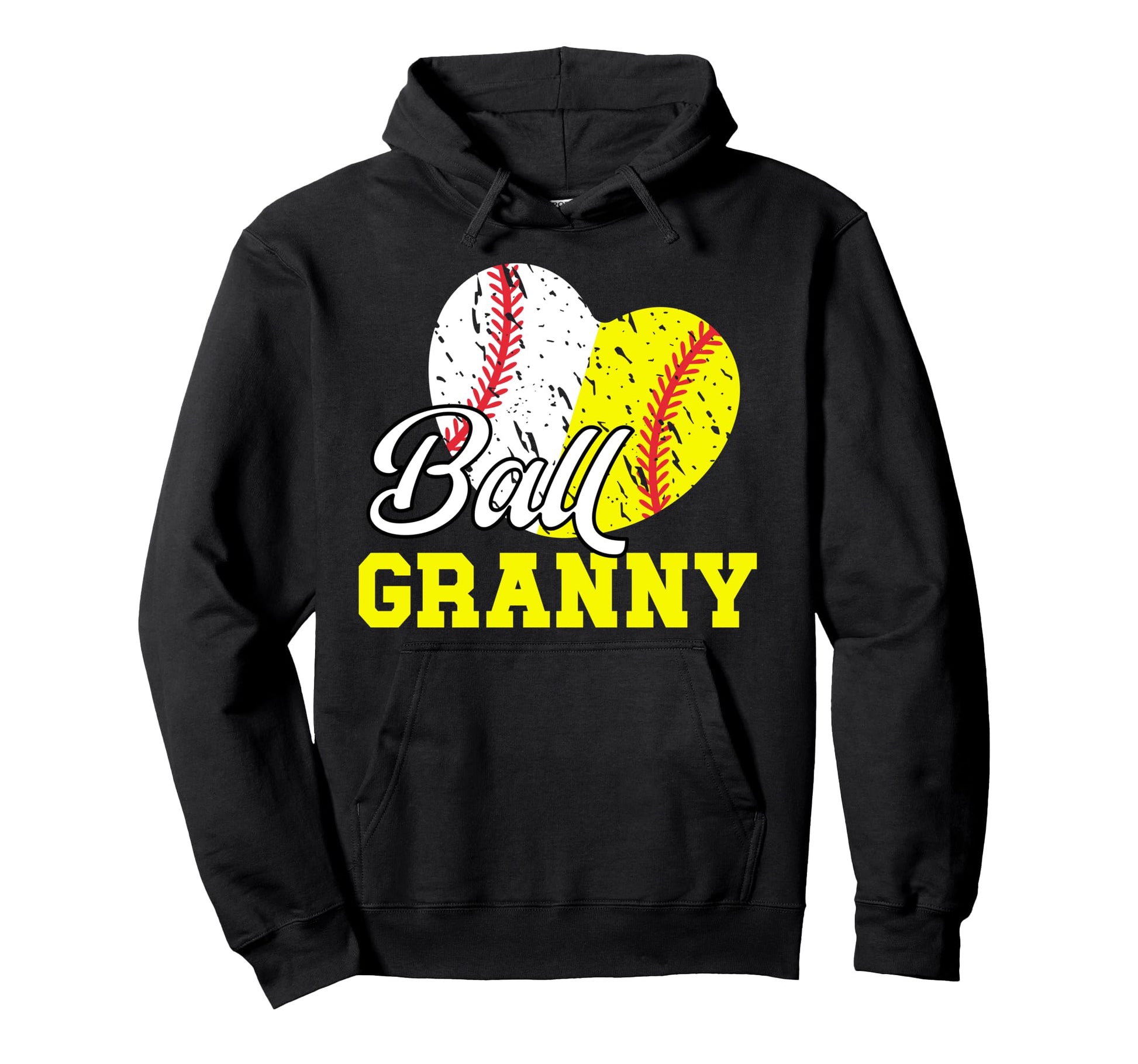 Ball Granny Heart Softball Baseball Hoodie - Minimalist Print for Adults - T-Shirt, Sweatshirt, Hoodie