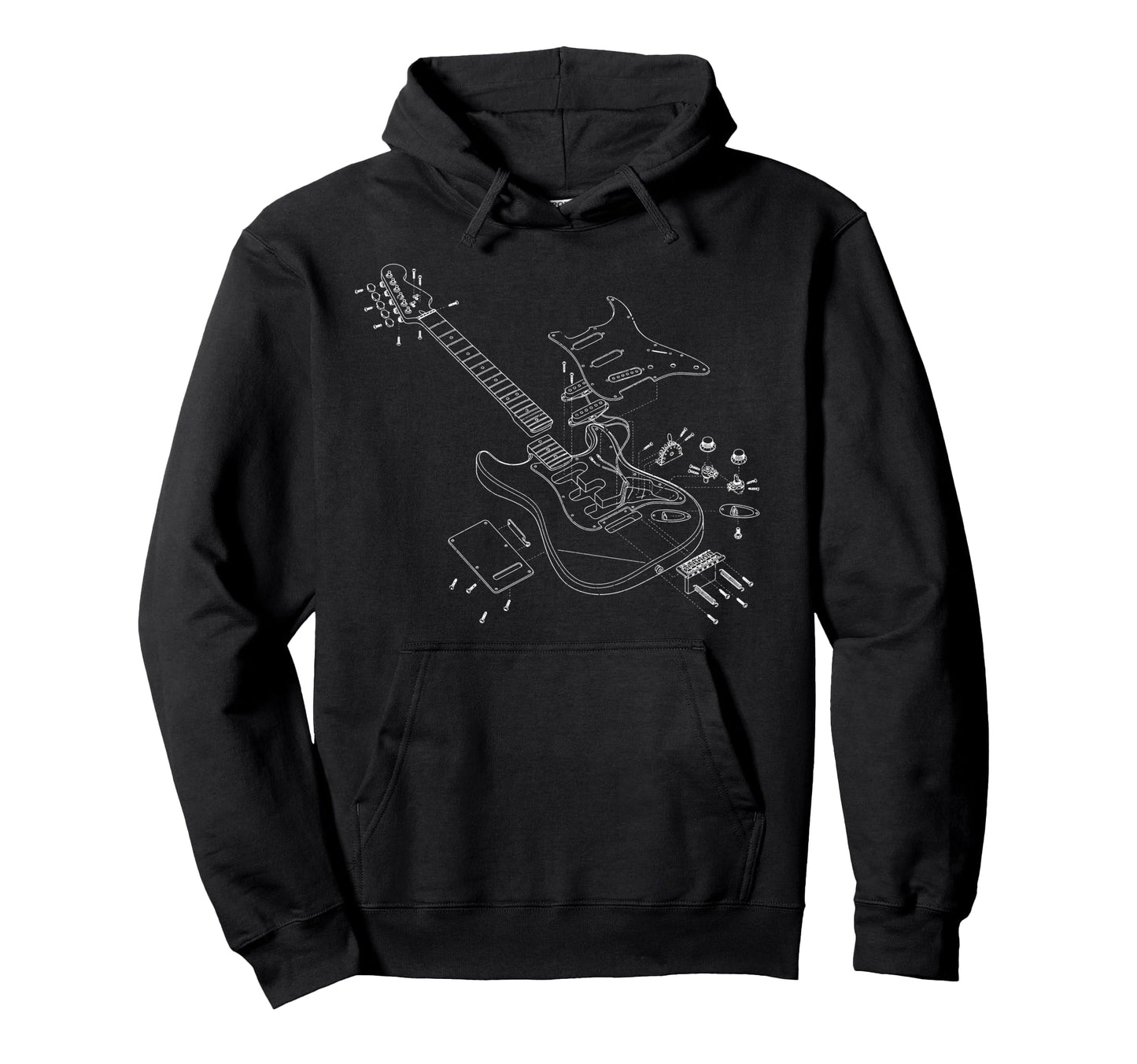 Rock Guitar Sketch Rock Music Lover Hoodie - Trendy Graphic Men Women - T-Shirt, Sweatshirt, Hoodie