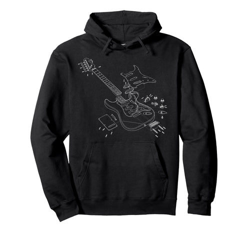 Rock Guitar Sketch Rock Music Lover Hoodie - Trendy Graphic Men Women - T-Shirt, Sweatshirt, Hoodie