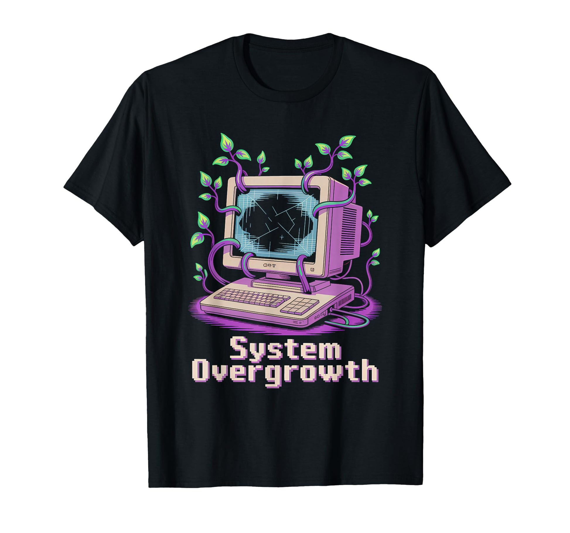 Computer Plant Vines Vaporwave Glitch T-Shirt - Custom Art Print Men Women - T-Shirt, Sweatshirt, Hoodie