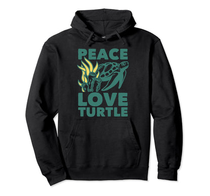 Peace Love Turtle Sea Turtle Hoodie - Fun Novelty Design Unisex - T-Shirt, Sweatshirt, Hoodie