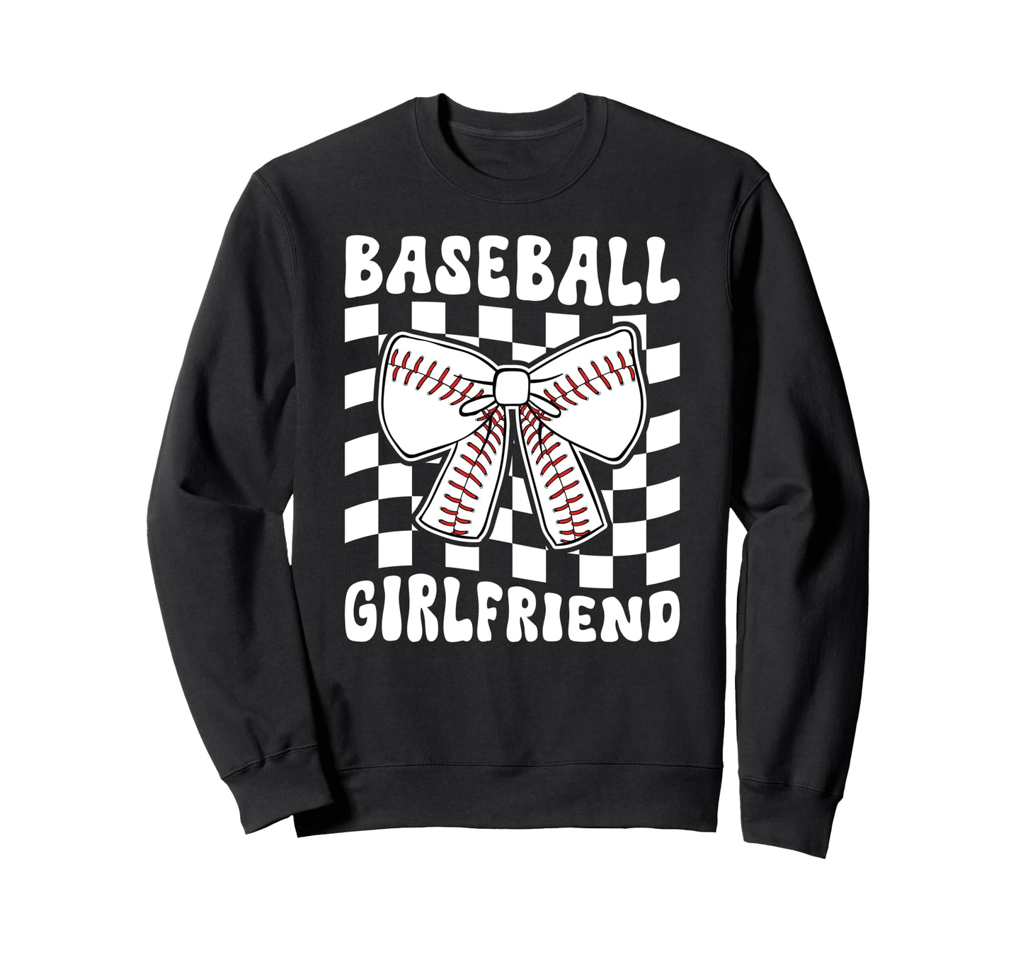 Baseball Girlfriend Groovy Baseball Sweatshirt - Graphic Print Unisex - T-Shirt, Sweatshirt, Hoodie