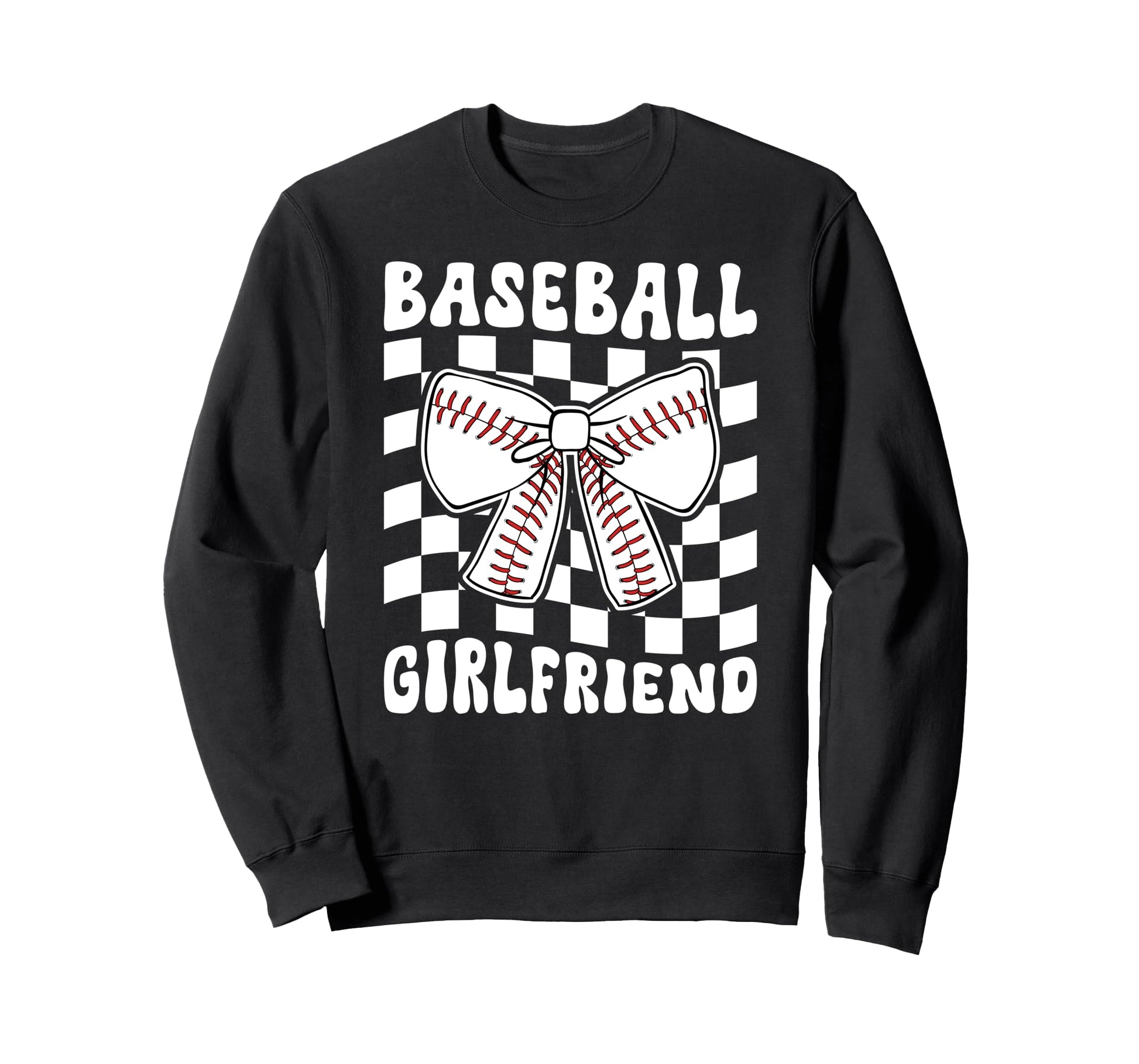 Baseball Girlfriend Groovy Baseball Sweatshirt - Graphic Print Unisex - T-Shirt, Sweatshirt, Hoodie