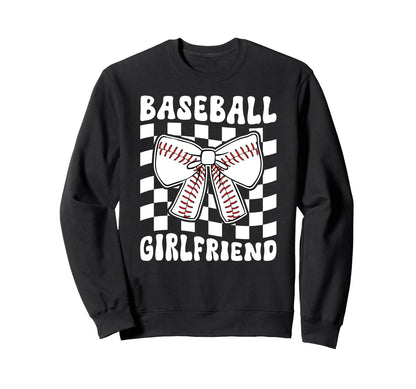 Baseball Girlfriend Groovy Baseball Sweatshirt - Graphic Print Unisex - T-Shirt, Sweatshirt, Hoodie