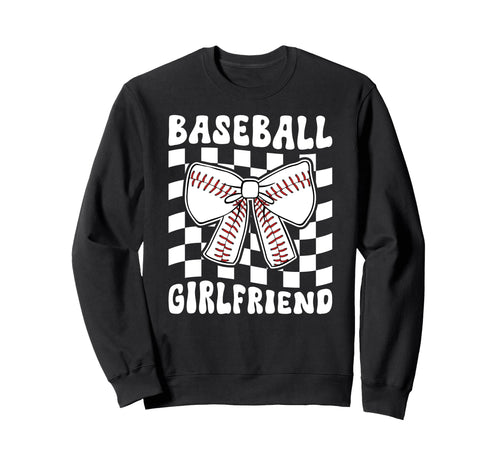 Baseball Girlfriend Groovy Baseball Sweatshirt - Graphic Print Unisex - T-Shirt, Sweatshirt, Hoodie