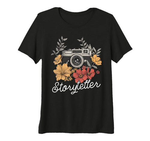 Womens Photographer Storyteller Camera T-Shirt - Unique Graphic for Adults - T-Shirt, Sweatshirt, Hoodie