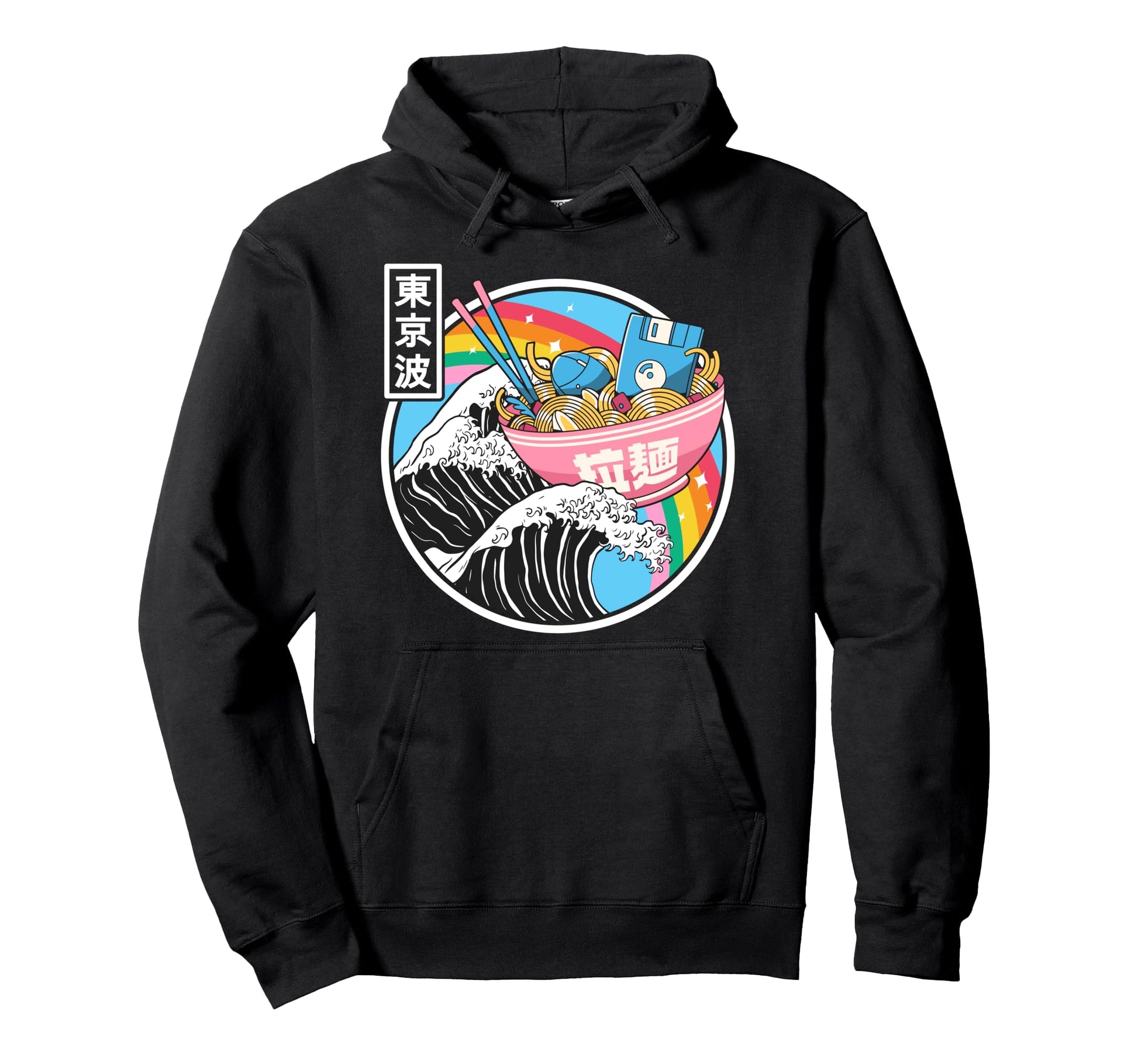 Computer Ramen Noodles Great Wave Hoodie - Fun Novelty Design Men Women - T-Shirt, Sweatshirt, Hoodie