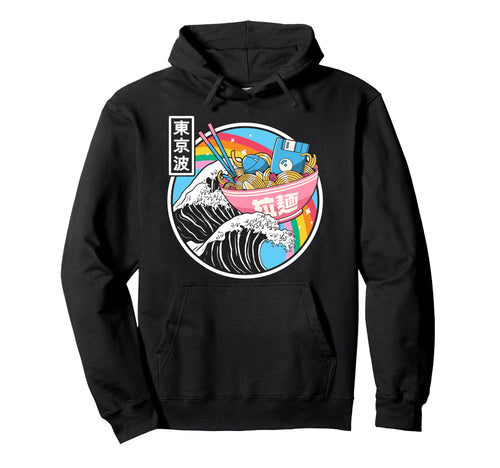 Computer Ramen Noodles Great Wave Hoodie - Fun Novelty Design Men Women - T-Shirt, Sweatshirt, Hoodie