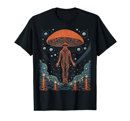 90S Grunge Mushrooms Distressed Art T-Shirt - Minimalist Print for Adults - T-Shirt, Sweatshirt, Hoodie