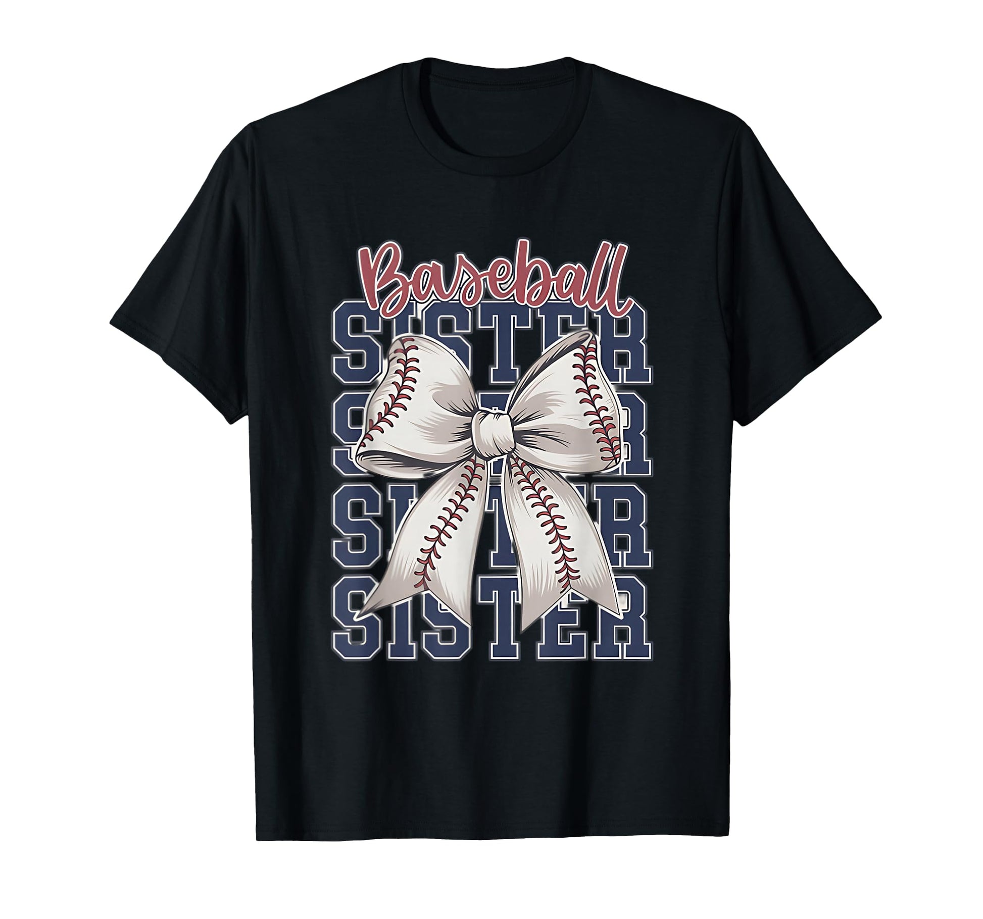 Baseball Sister Coquette Bow T-Shirt - Graphic Print Unisex - T-Shirt, Sweatshirt, Hoodie