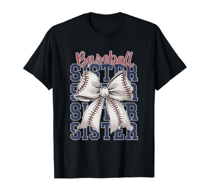 Baseball Sister Coquette Bow T-Shirt - Graphic Print Unisex - T-Shirt, Sweatshirt, Hoodie