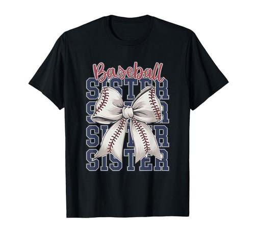 Baseball Sister Coquette Bow T-Shirt - Graphic Print Unisex - T-Shirt, Sweatshirt, Hoodie