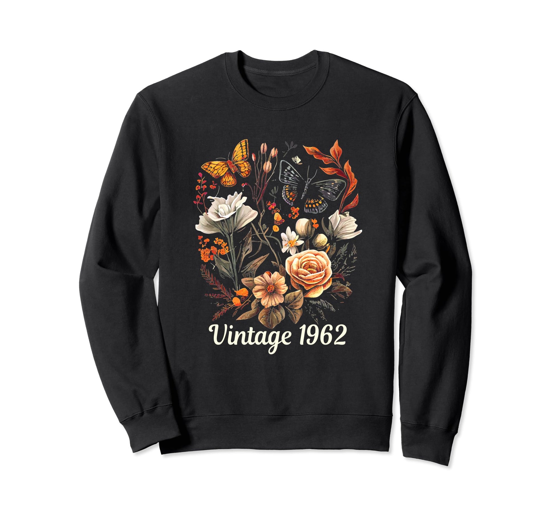 1962 Boho Rose Floral Flower Sweatshirt - Casual Everyday Wear Unisex - T-Shirt, Sweatshirt, Hoodie