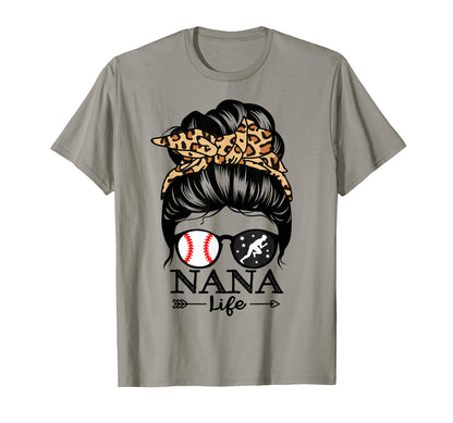 Nana Life Messy Bun Hair Funny Baseball T-Shirt - Minimalist Print Unisex - T-Shirt, Sweatshirt, Hoodie