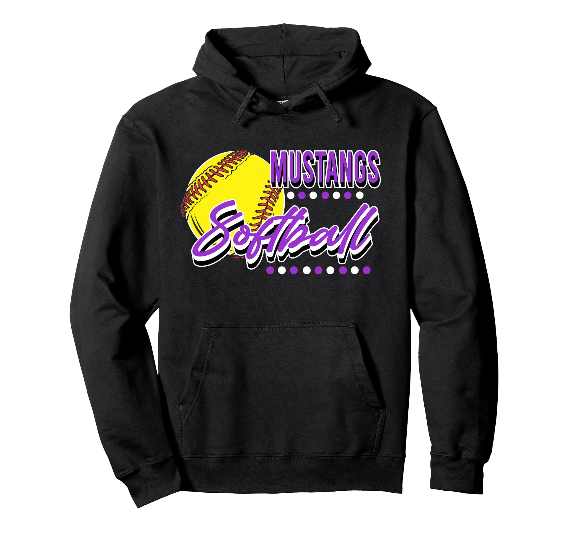Mustangs Softball Mom Sports Game Hoodie - Fun Novelty Design for Adults - T-Shirt, Sweatshirt, Hoodie