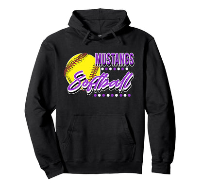 Mustangs Softball Mom Sports Game Hoodie - Fun Novelty Design for Adults - T-Shirt, Sweatshirt, Hoodie