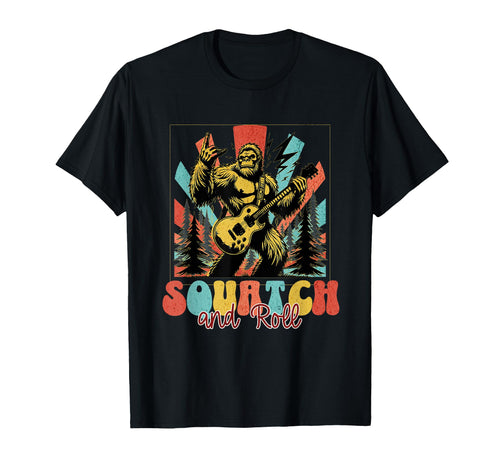 Forest Bigfoot Squatch And Roll Rock T-Shirt - Casual Everyday Wear Unisex - T-Shirt, Sweatshirt, Hoodie