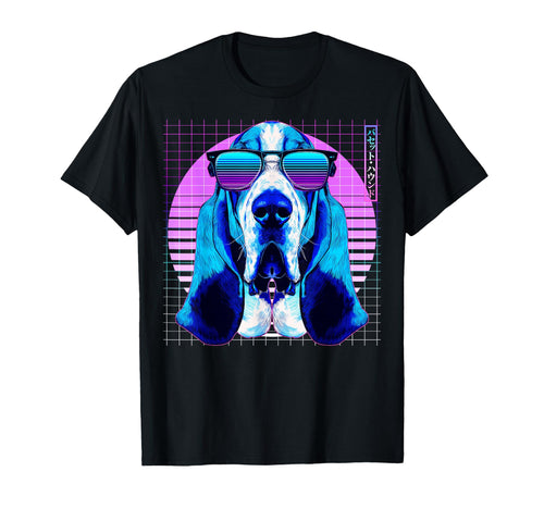 Basset Hound Sunglasses Dog Vaporwave T-Shirt - Trendy Graphic Unisex - T-Shirt, Sweatshirt, Hoodie