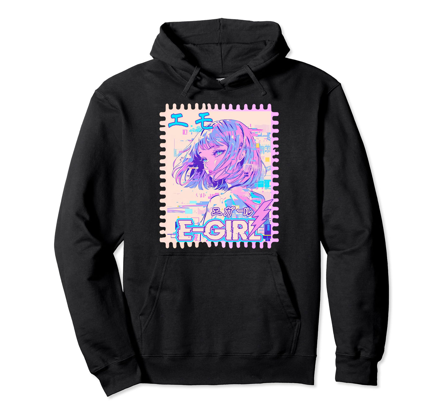 E Y2K Glitch Vaporwave Anime Aesthetic Hoodie - Trendy Graphic Men Women - T-Shirt, Sweatshirt, Hoodie