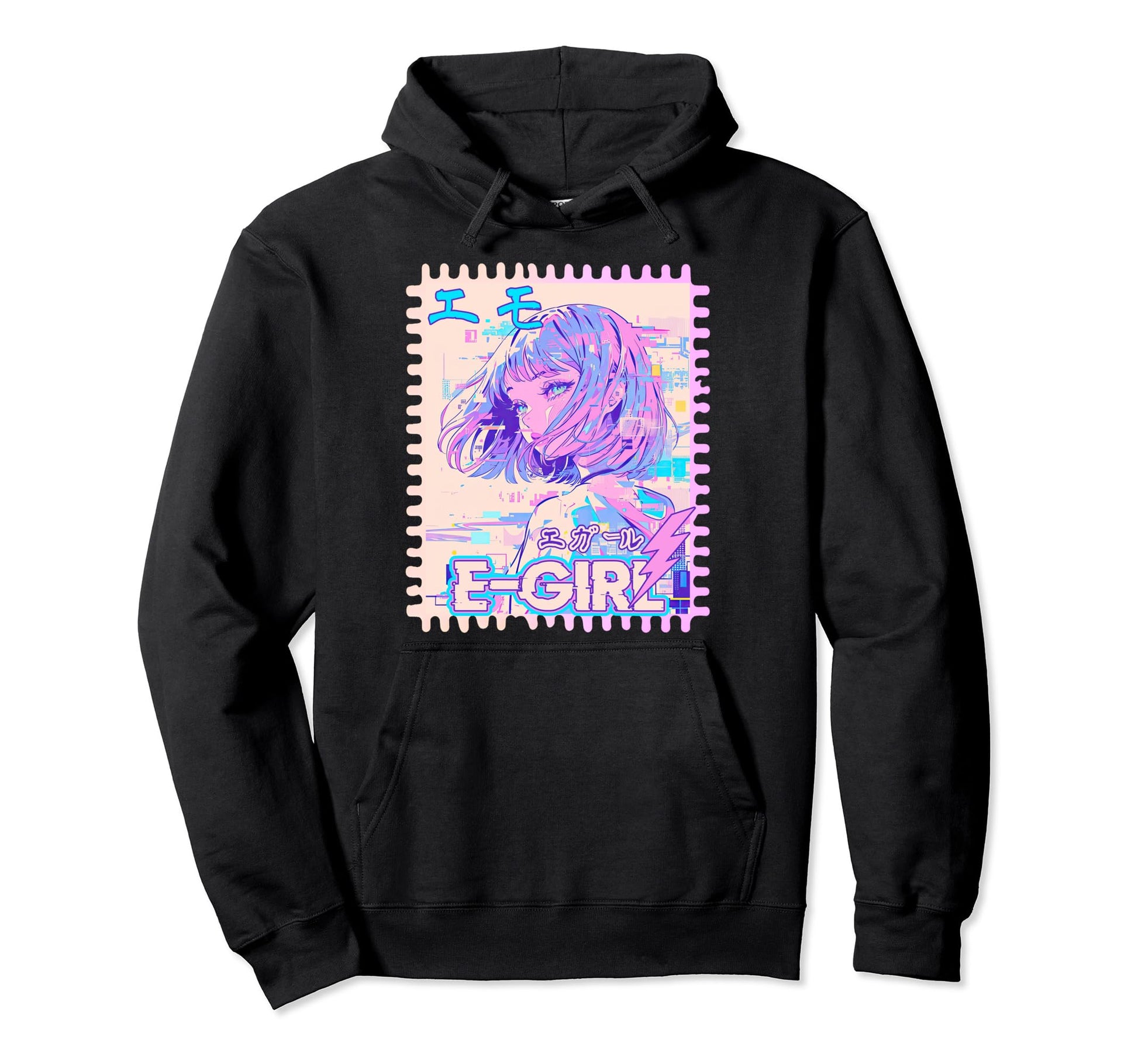 E Y2K Glitch Vaporwave Anime Aesthetic Hoodie - Trendy Graphic Men Women - T-Shirt, Sweatshirt, Hoodie