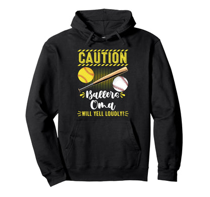 Ballers Oma Funny Baseball Softball Hoodie - Streetwear Style Unisex - T-Shirt, Sweatshirt, Hoodie