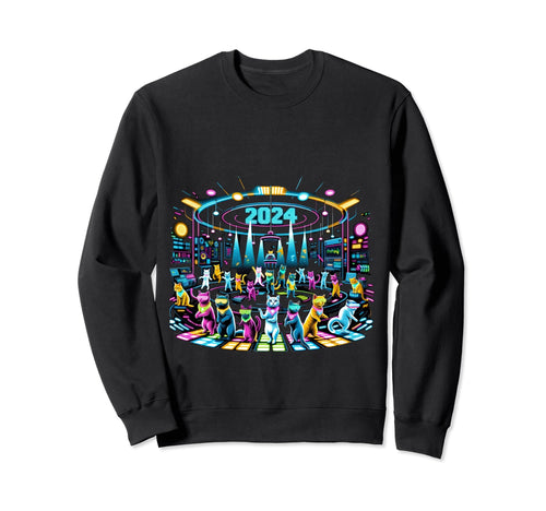 2024 Cat Disco Fever Party Sport Sweatshirt - Trendy Graphic Men Women - T-Shirt, Sweatshirt, Hoodie