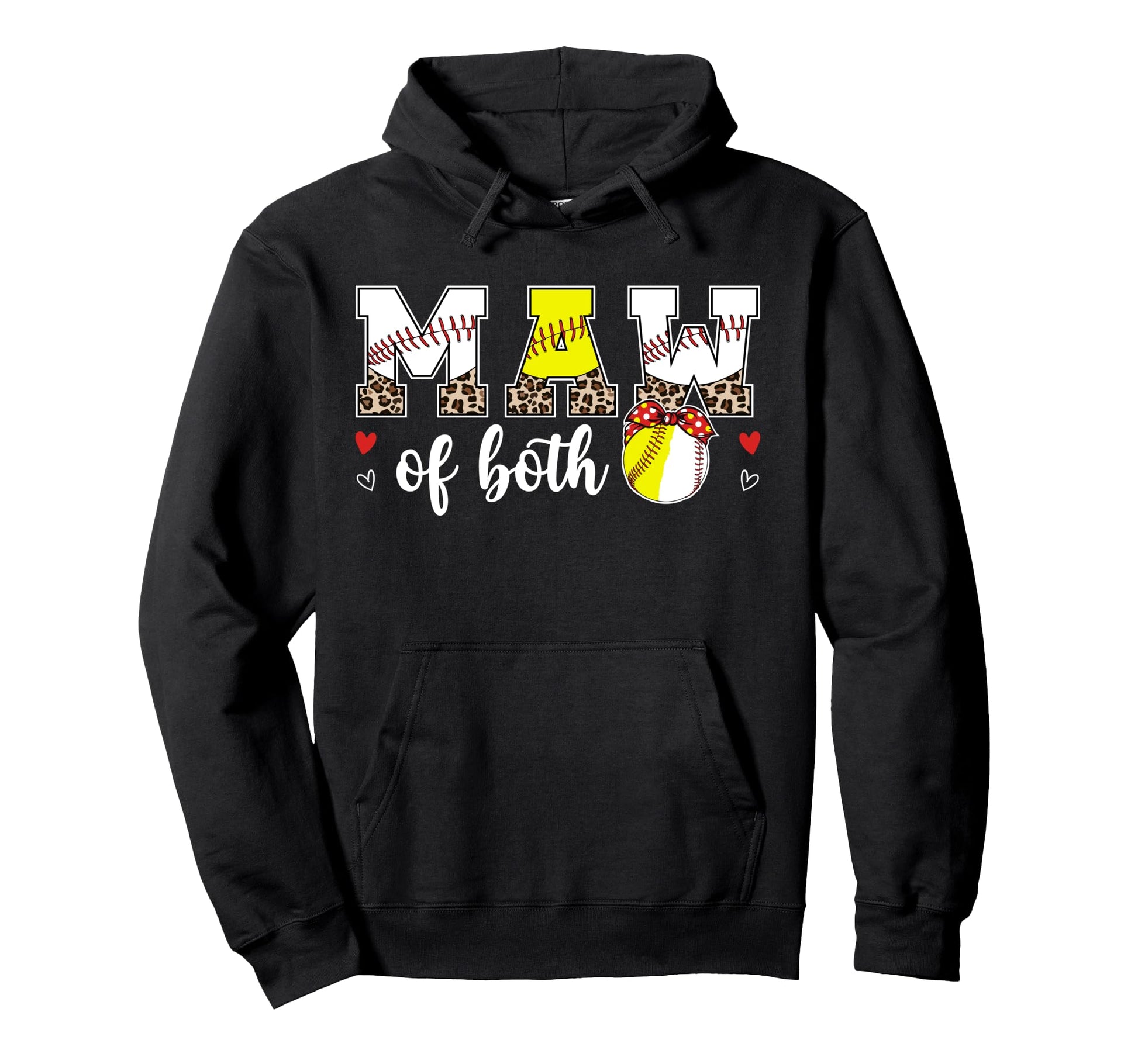 Maw Both Leopard Softball Baseball Hoodie - Casual Everyday Wear Unisex - T-Shirt, Sweatshirt, Hoodie