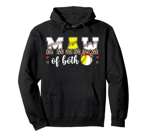 Maw Both Leopard Softball Baseball Hoodie - Casual Everyday Wear Unisex - T-Shirt, Sweatshirt, Hoodie