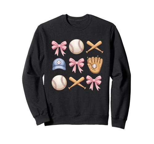 Baseball Coquette Bow Mom Sister Sweatshirt - Casual Everyday Wear Unisex - T-Shirt, Sweatshirt, Hoodie