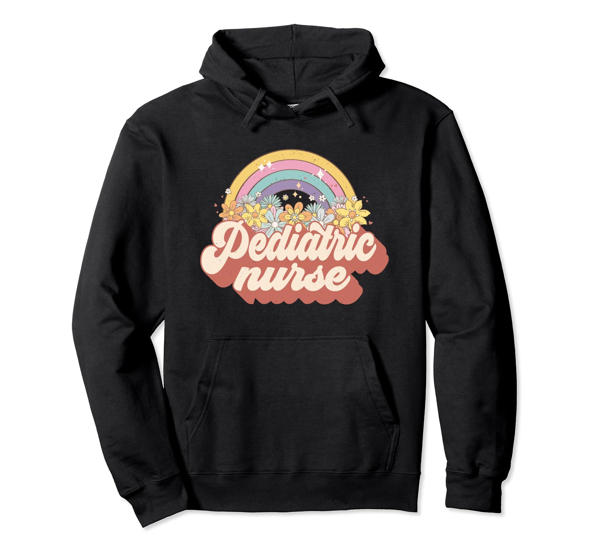 Pediatric Nurse Nursing Groovy Rainbow Hoodie - Fun Novelty Design Unisex - T-Shirt, Sweatshirt, Hoodie