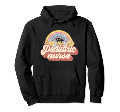 Pediatric Nurse Nursing Groovy Rainbow Hoodie - Fun Novelty Design Unisex - T-Shirt, Sweatshirt, Hoodie