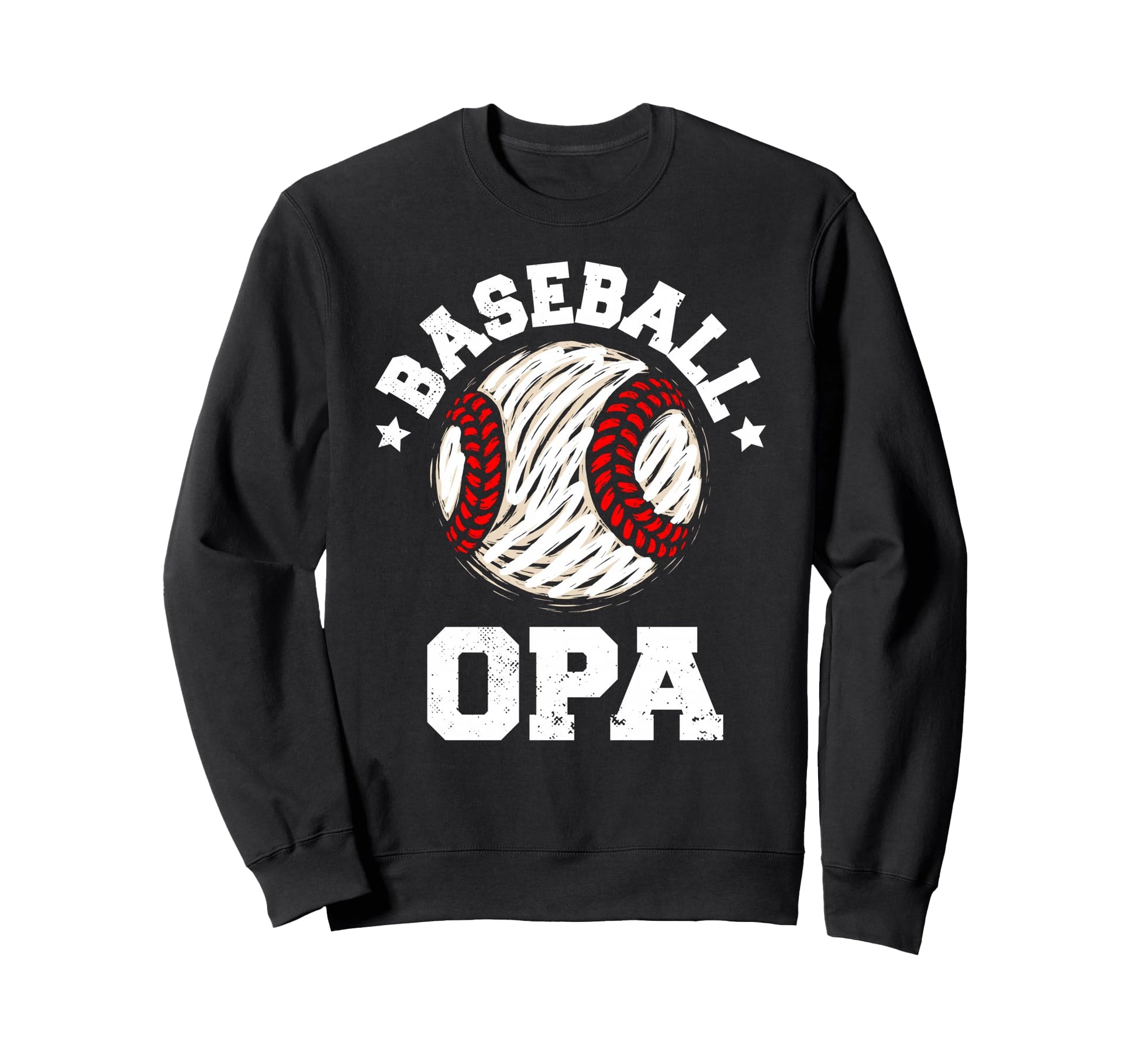 Baseball Opa Distressed Funny Grandpa Sweatshirt - Minimalist Print Unisex - T-Shirt, Sweatshirt, Hoodie